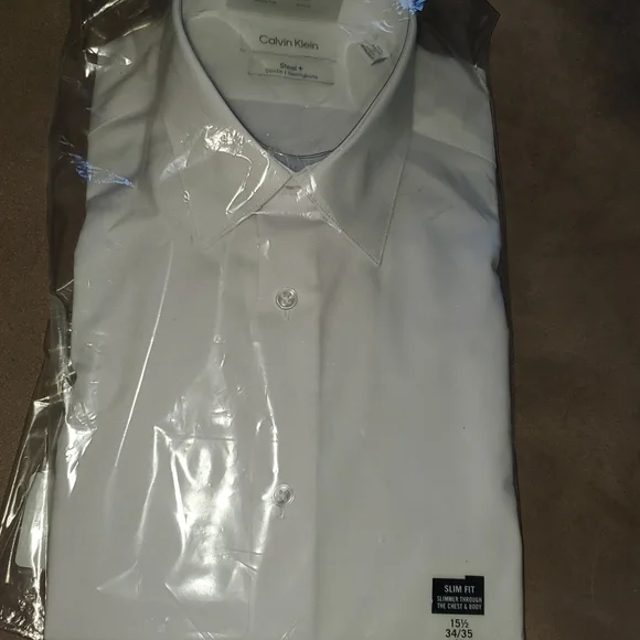 Calvin Klein Men's Steel Slim-Fit Non-Iron Dress Shirt - White - Size 15.5 34/35 Calvin Klein Men's Steel Slim-Fit Non-Iron Dress Shirt - White - Size 15.5 34/35